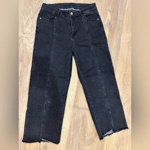 Women's Black Frayed Hem Jeans